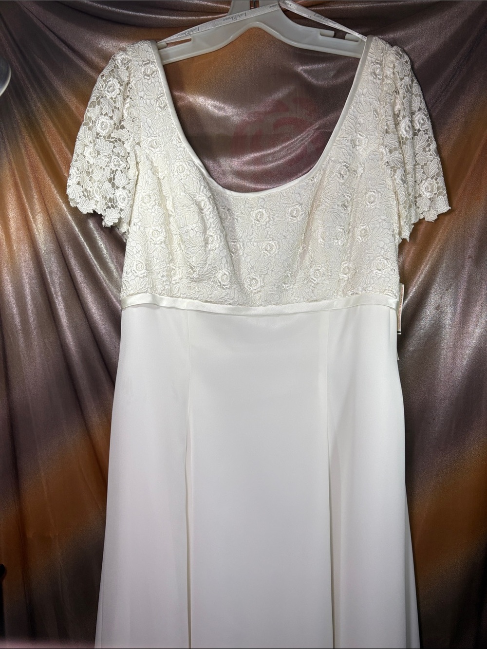 00’s Bridgerton style scoop neck cap sleeve NWT Ivory Lace sz 18 fits like sz 14